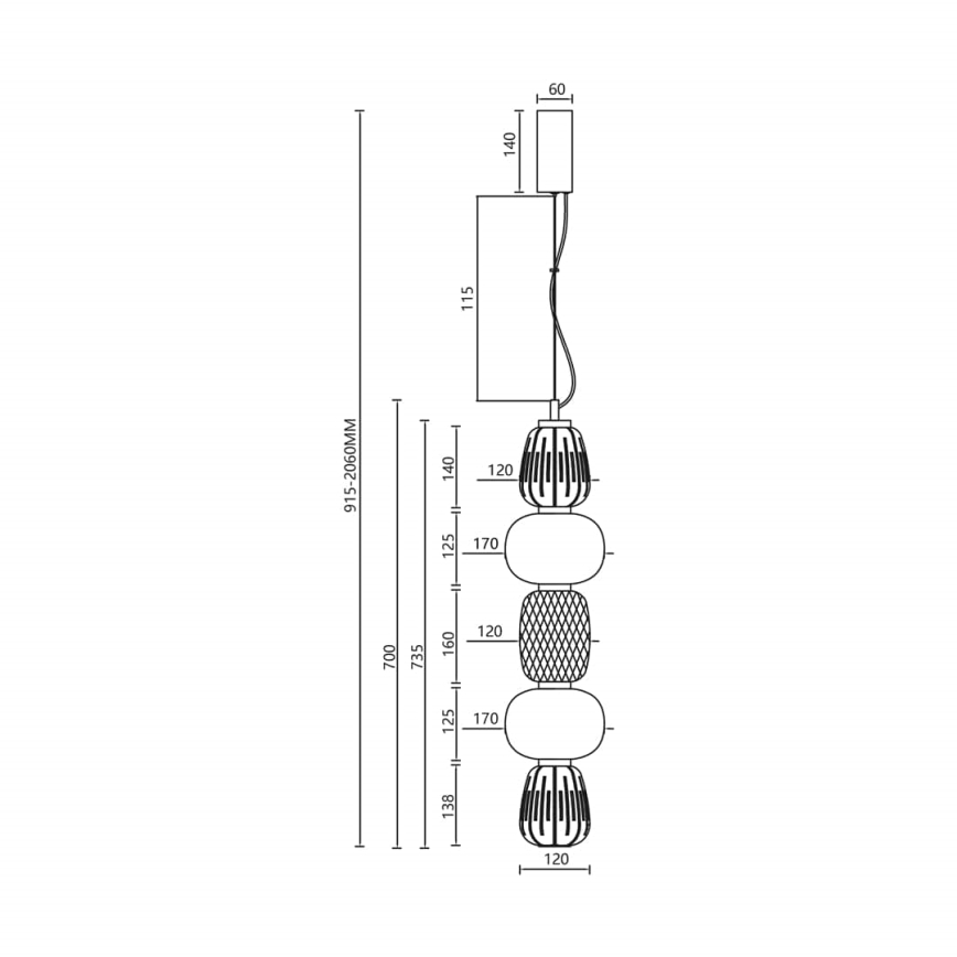 Suspension filaire CARO LED/40W/230V chrome brillant