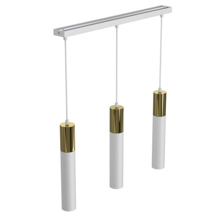 Suspension filaire CASSA 3xGU10/8W/230V blanc/doré