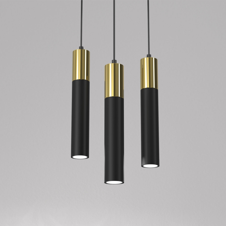 Suspension filaire CASSA 3xGU10/8W/230V noir/doré