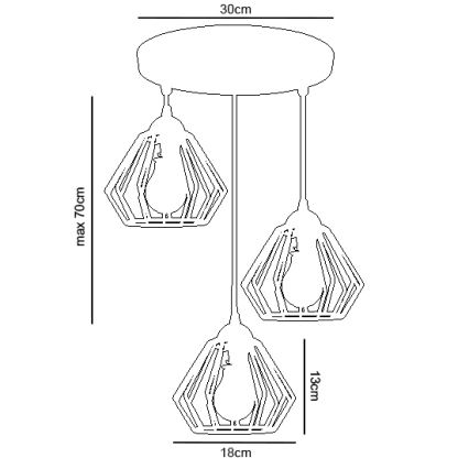 Suspension filaire CEED 3xE27/60W/230V gris