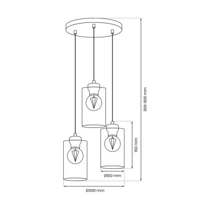 Suspension filaire CHIC 3xE27/60W/230V noir/gris