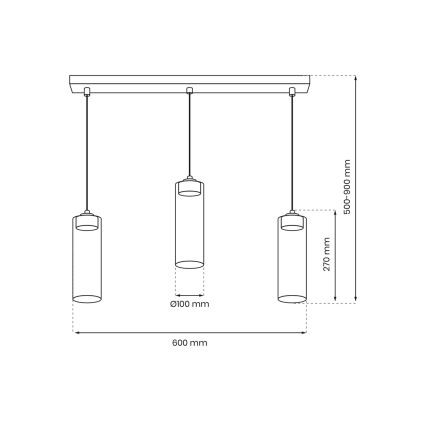 Suspension filaire CLARISSA 3xGX53/12W/230V noir