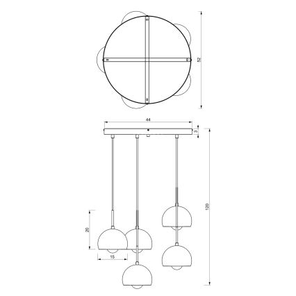 Suspension filaire COOL 5xE27/60W/230V noir