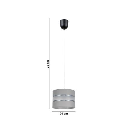 Suspension filaire CORAL 1xE27/60W/230V d. 20 cm gris