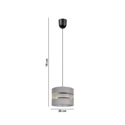 Suspension filaire CORAL 1xE27/60W/230V d. 20 cm gris