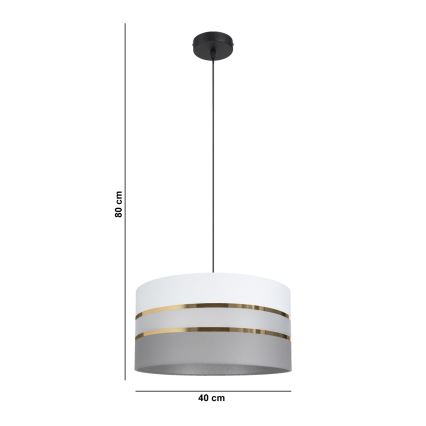 Suspension filaire CORAL 1xE27/60W/230V d. 40 cm blanc/gris