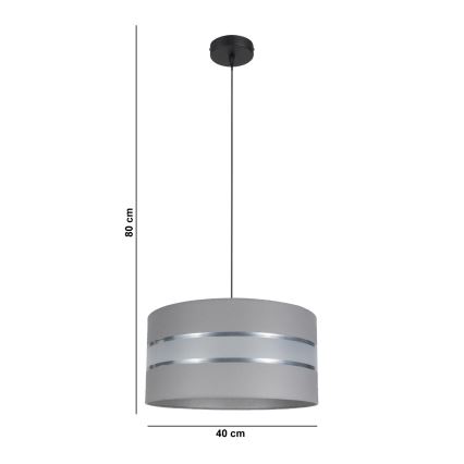 Suspension filaire CORAL 1xE27/60W/230V d. 40 cm gris