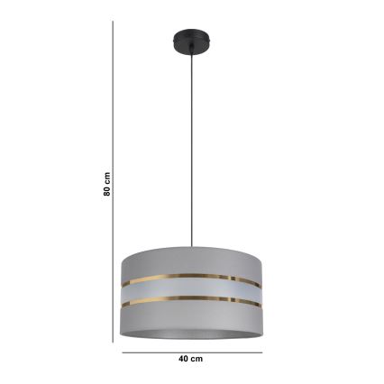 Suspension filaire CORAL 1xE27/60W/230V d. 40 cm gris