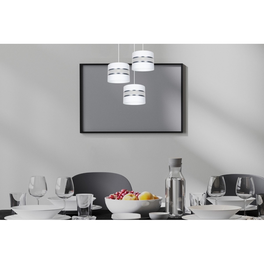 Suspension filaire CORAL 3xE27/60W/230V blanc/chrome mat d. 45 cm