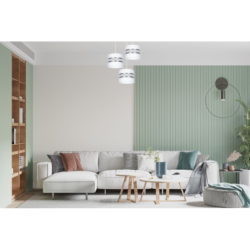 Suspension filaire CORAL 3xE27/60W/230V blanc/chrome mat d. 45 cm