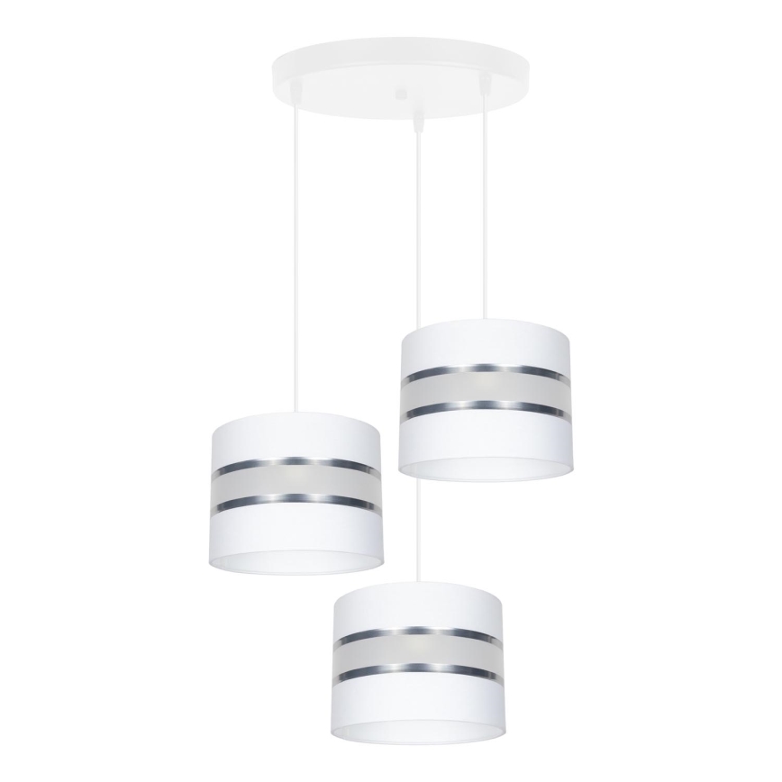 Suspension filaire CORAL 3xE27/60W/230V blanc/chrome mat d. 45 cm