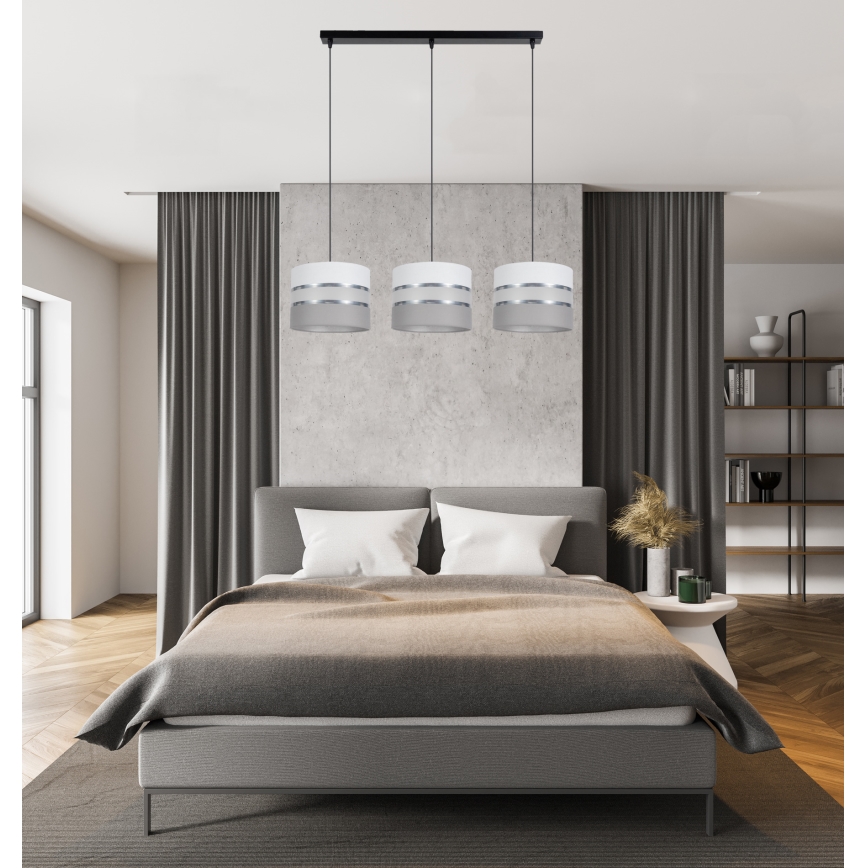 Suspension filaire CORAL 3xE27/60W/230V blanc/gris