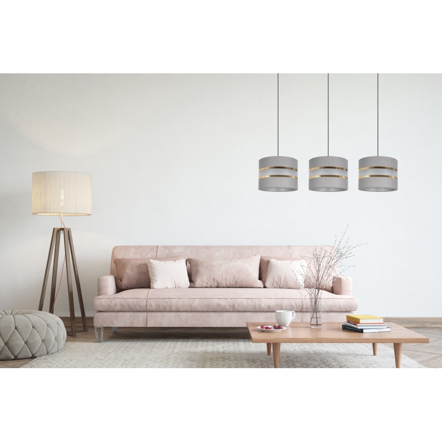 Suspension filaire CORAL 3xE27/60W/230V gris