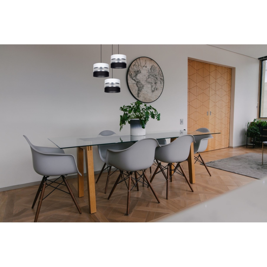 Suspension filaire CORAL 3xE27/60W/230V noir/blanc/chrome mat d. 45 cm