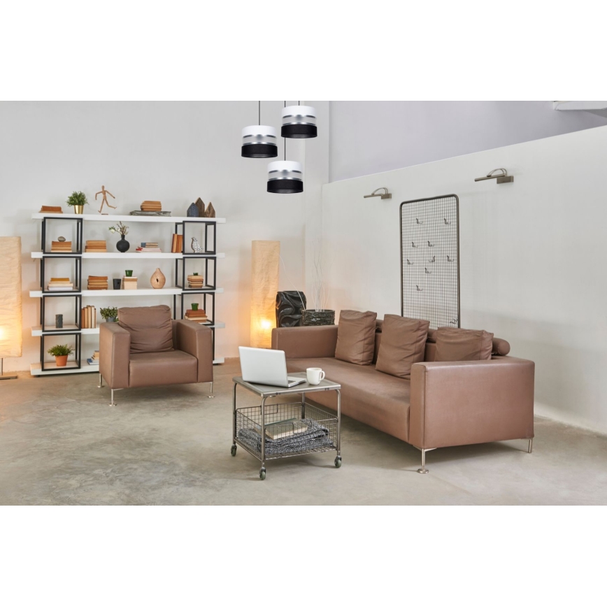 Suspension filaire CORAL 3xE27/60W/230V noir/blanc/chrome mat d. 45 cm