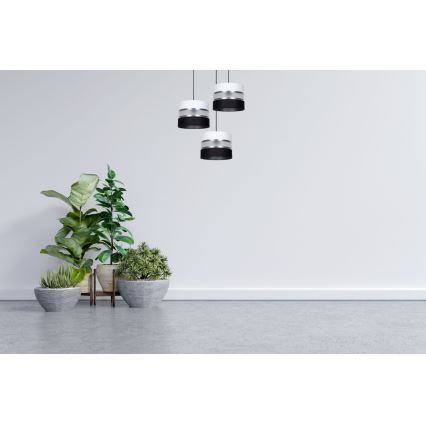 Suspension filaire CORAL 3xE27/60W/230V noir/blanc/chrome mat d. 45 cm