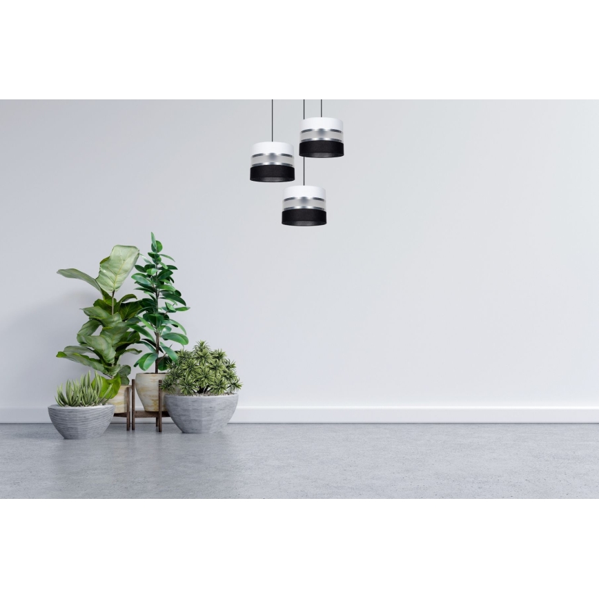 Suspension filaire CORAL 3xE27/60W/230V noir/blanc/chrome mat d. 45 cm
