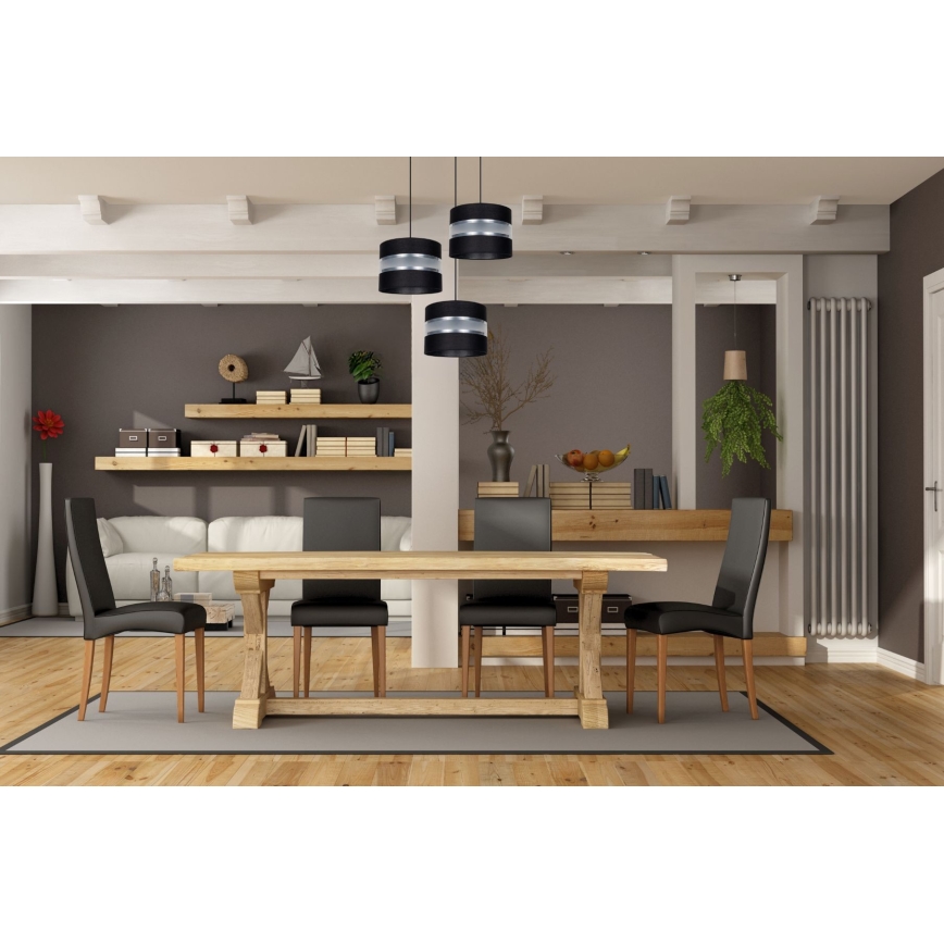 Suspension filaire CORAL 3xE27/60W/230V noir/chrome mat d. 45 cm