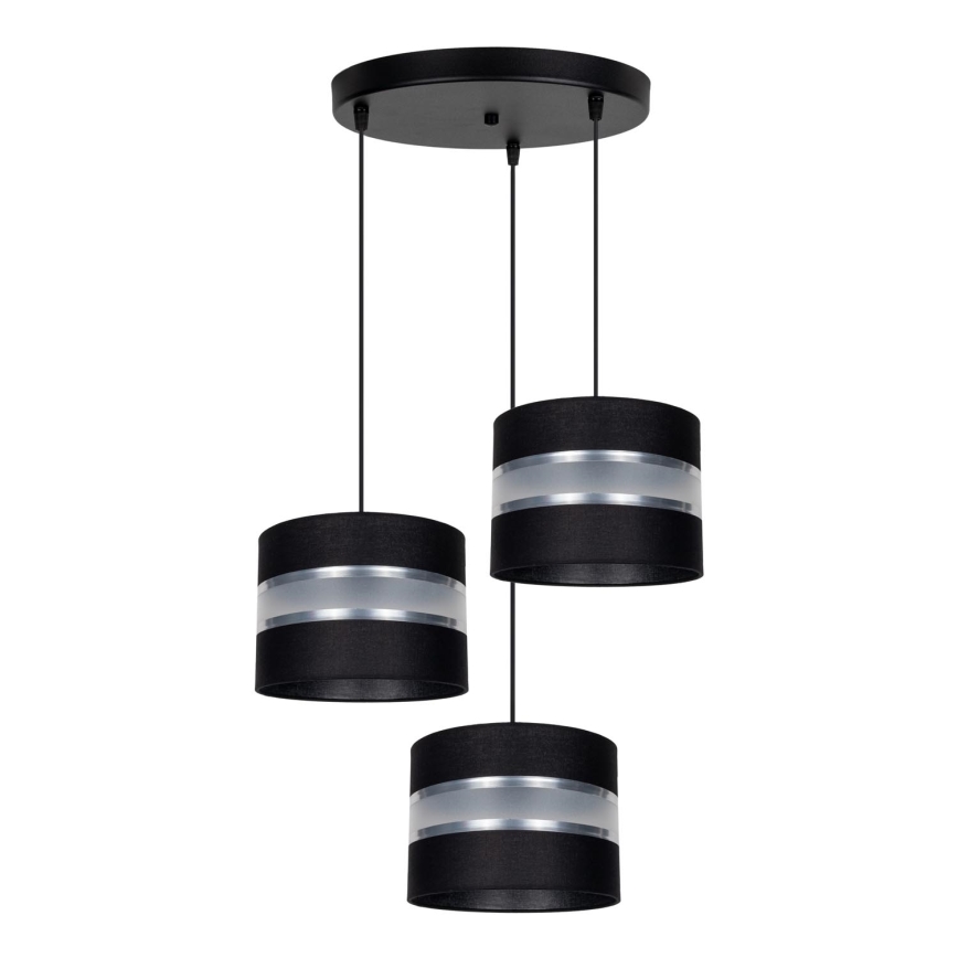 Suspension filaire CORAL 3xE27/60W/230V noir/chrome mat d. 45 cm