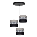 Suspension filaire CORAL 3xE27/60W/230V noir/gris/chrome mat d. 45 cm