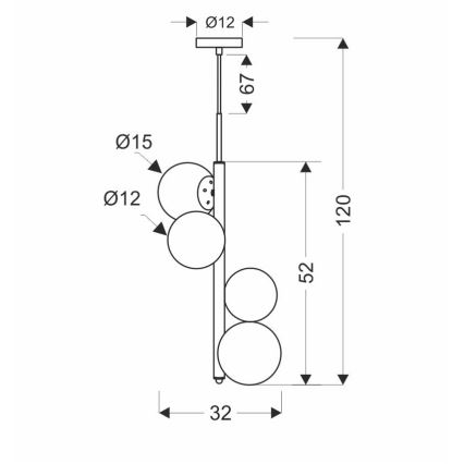Suspension filaire CORDEL 4xG9/20W/230V doré