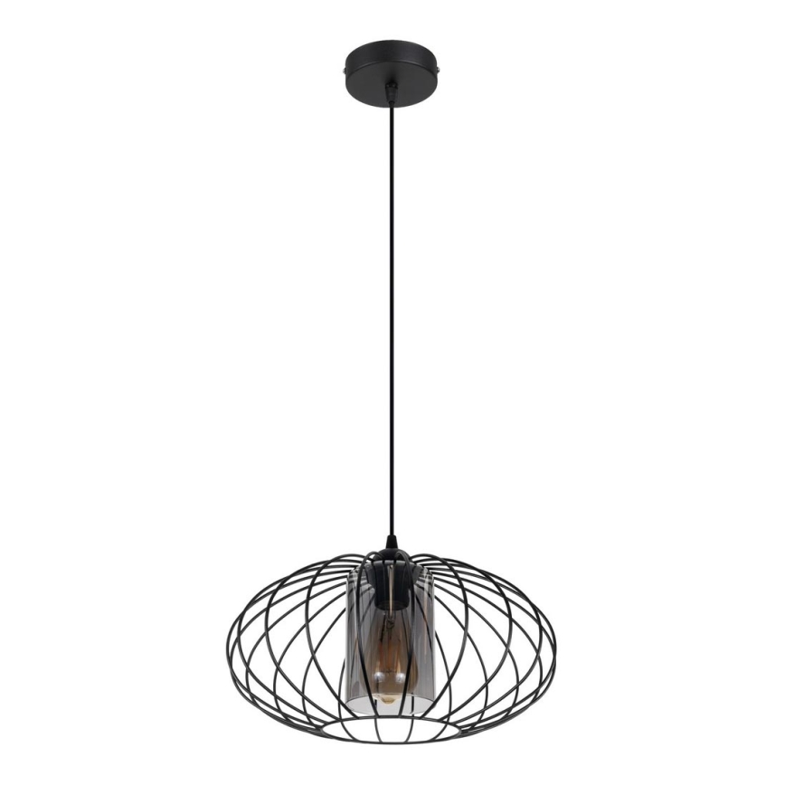 Suspension filaire CORRINI 1xE27/60W/230V d. 34 cm noir/gris