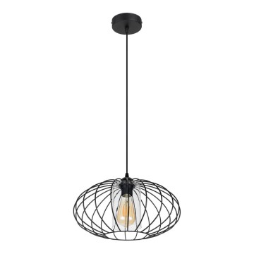Suspension filaire CORRINI 1xE27/60W/230V d. 34 cm noir/transparent
