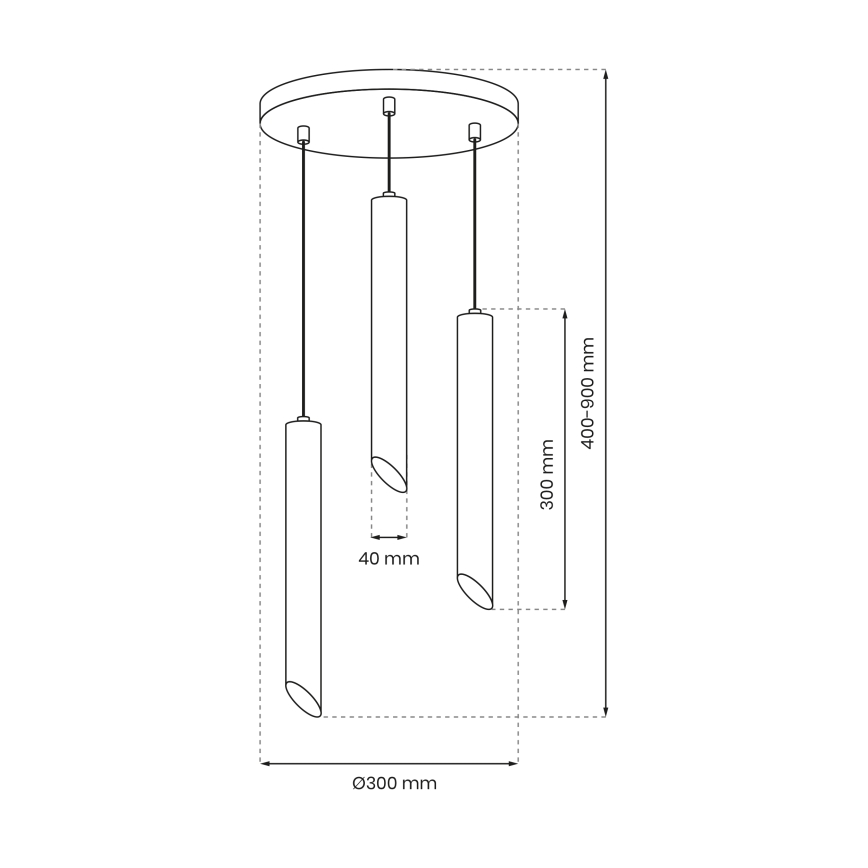Suspension filaire CORTE 3xGU10/8W/230V noir