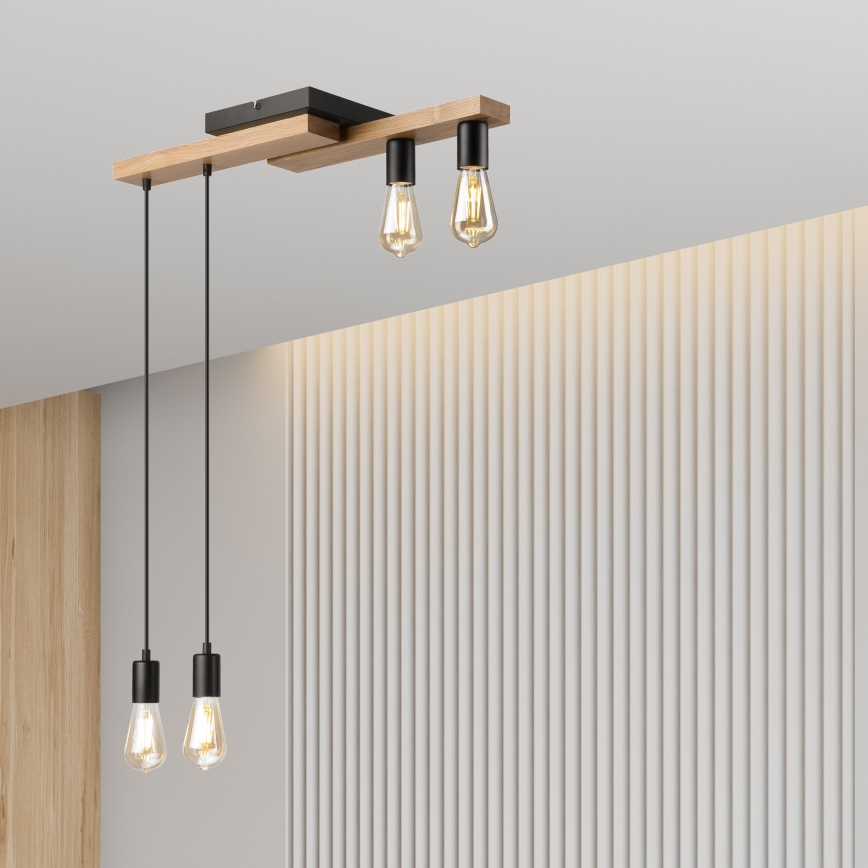 Suspension filaire CORTINA 4xE27/15W/230V noir/chêne