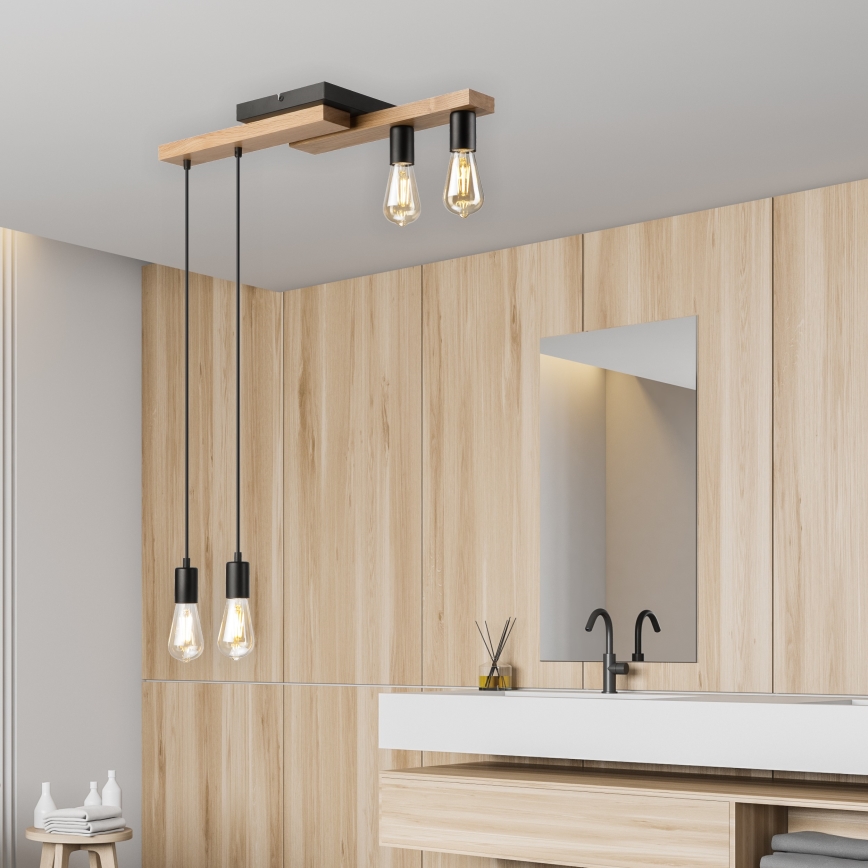 Suspension filaire CORTINA 4xE27/15W/230V noir/chêne