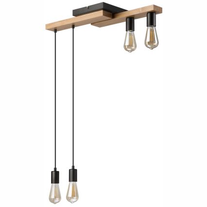 Suspension filaire CORTINA 4xE27/15W/230V noir/chêne