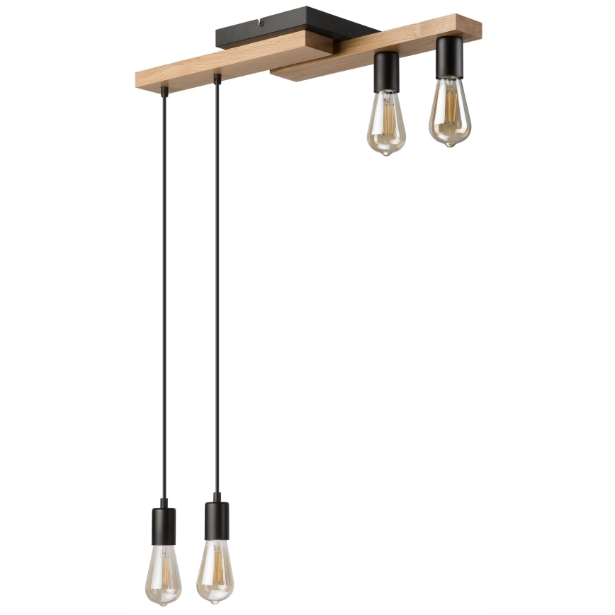 Suspension filaire CORTINA 4xE27/15W/230V noir/chêne
