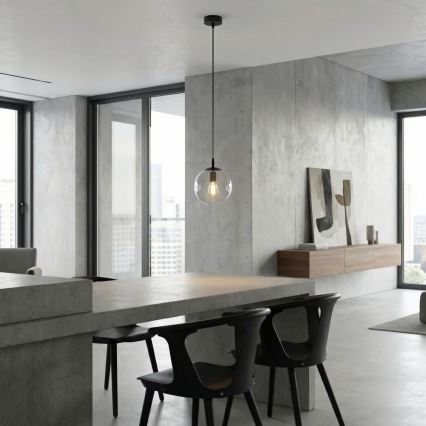 Suspension filaire COSMO 1xE14/10W/230V d. 14 cm noir/transparent