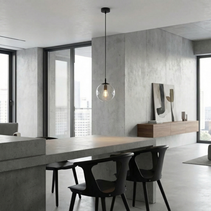 Suspension filaire COSMO 1xE14/10W/230V d. 14 cm noir/transparent