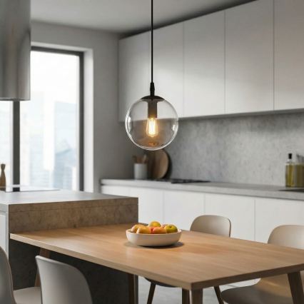 Suspension filaire COSMO 1xE14/10W/230V d. 14 cm noir/transparent