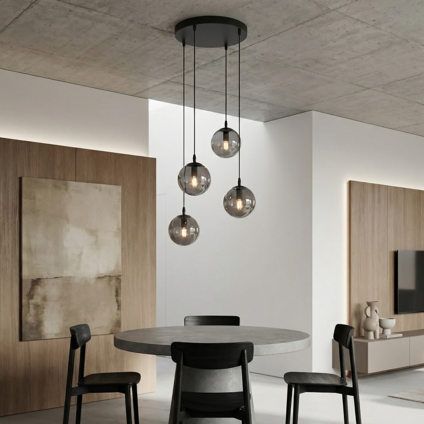 Suspension filaire COSMO 4xE14/10W/230V d. 40 cm noir/gris