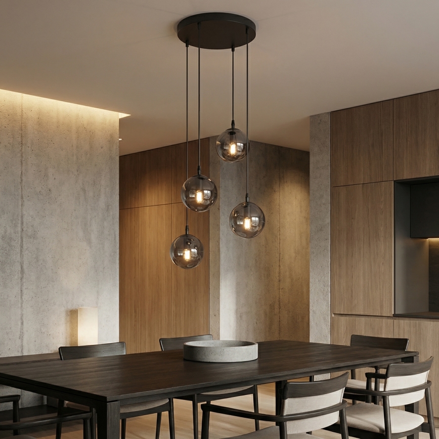 Suspension filaire COSMO 4xE14/10W/230V d. 40 cm noir/gris