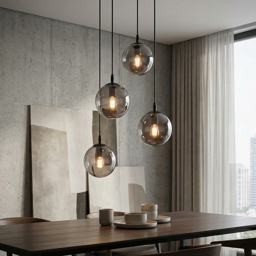 Suspension filaire COSMO 4xE14/10W/230V d. 40 cm noir/gris