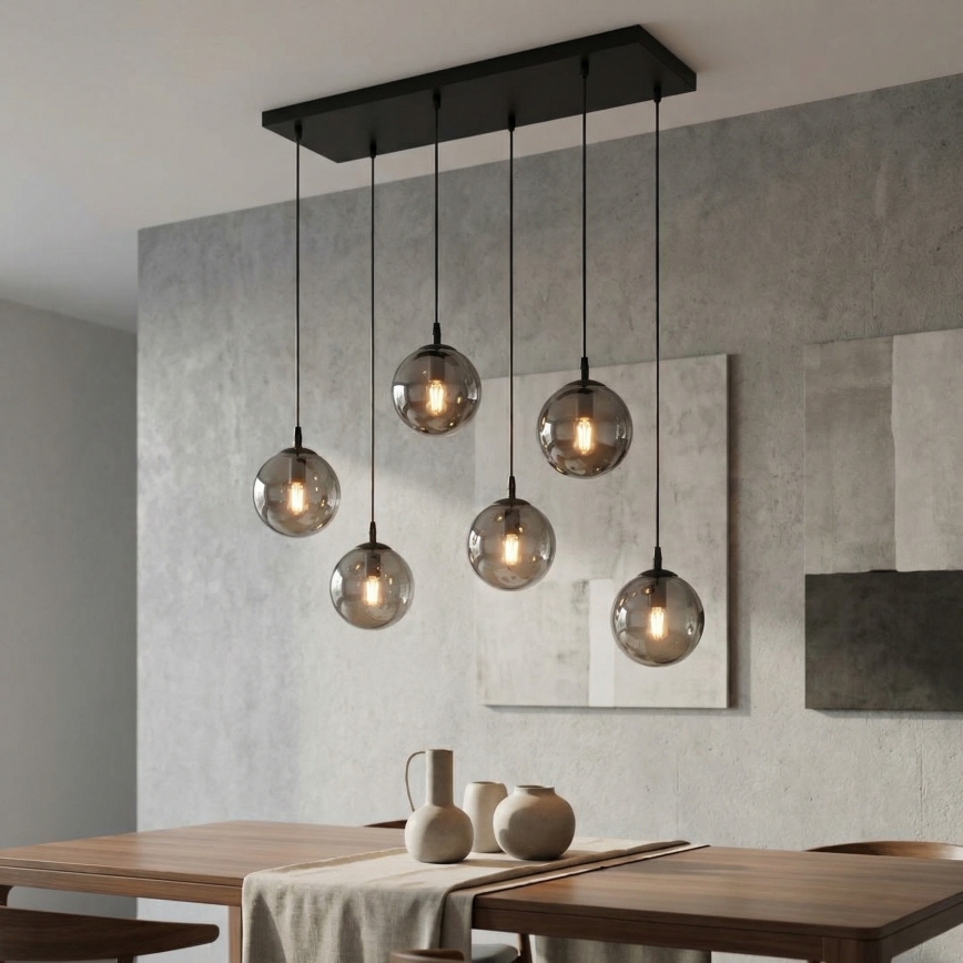 Suspension filaire COSMO 6xE14/10W/230V noir/gris