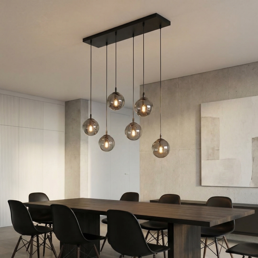 Suspension filaire COSMO 6xE14/10W/230V noir/gris