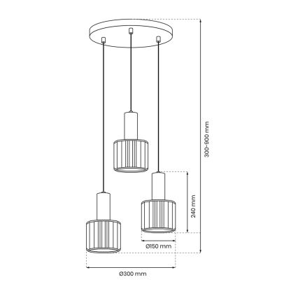 Suspension filaire CRISTAL 3xE27/60W/230V noir