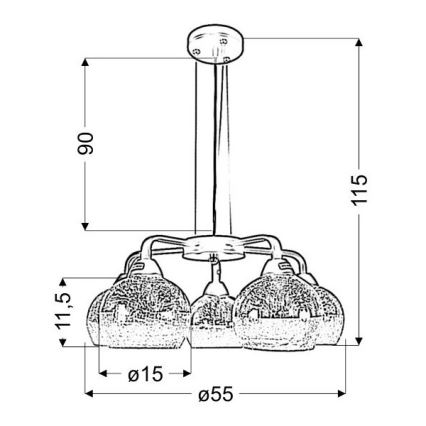 Suspension filaire CROMINA 5xE27/60W/230V