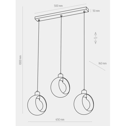 Suspension filaire CYKLOP 3xE27/60W/230V blanche