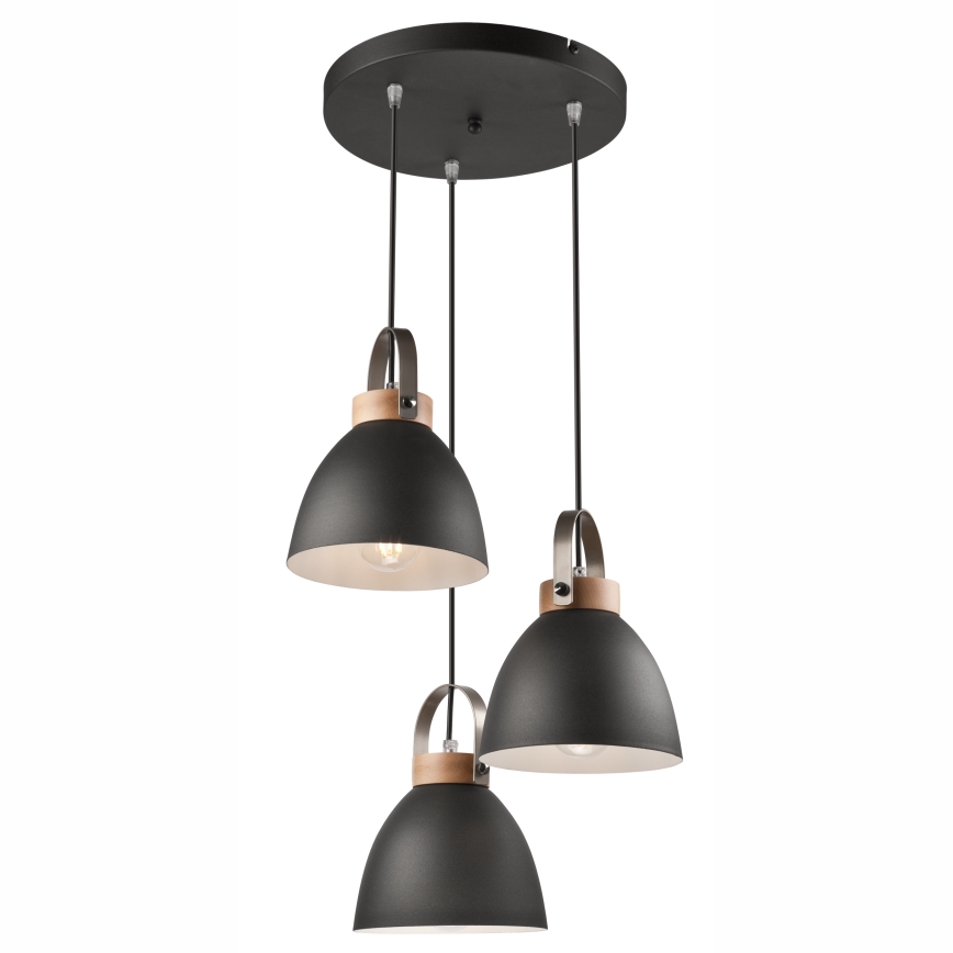 Suspension filaire DANIELLE 3xE27/60W/230V hêtre