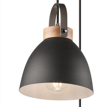 Suspension filaire DANIELLE 3xE27/60W/230V hêtre