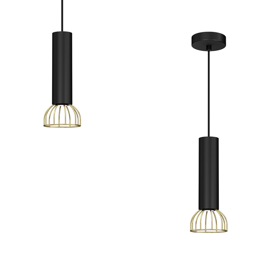 Suspension filaire DANTE 1xGU10/25W/230V noire/dorée