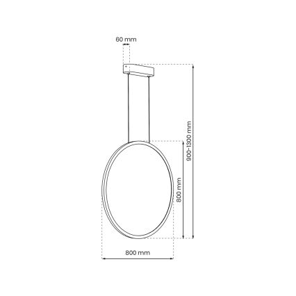 Suspension filaire de salle de bain SATURNO LED/46W/230V d. 80 cm IP44 anthracite