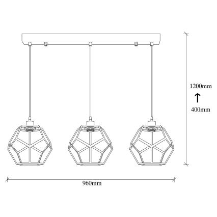 Suspension filaire DEGIRMEN 3xE27/100W/230V