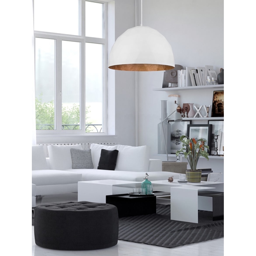 Suspension filaire DIAMENT 1xE27/60W/230V d. 50 cm blanche/cuivre