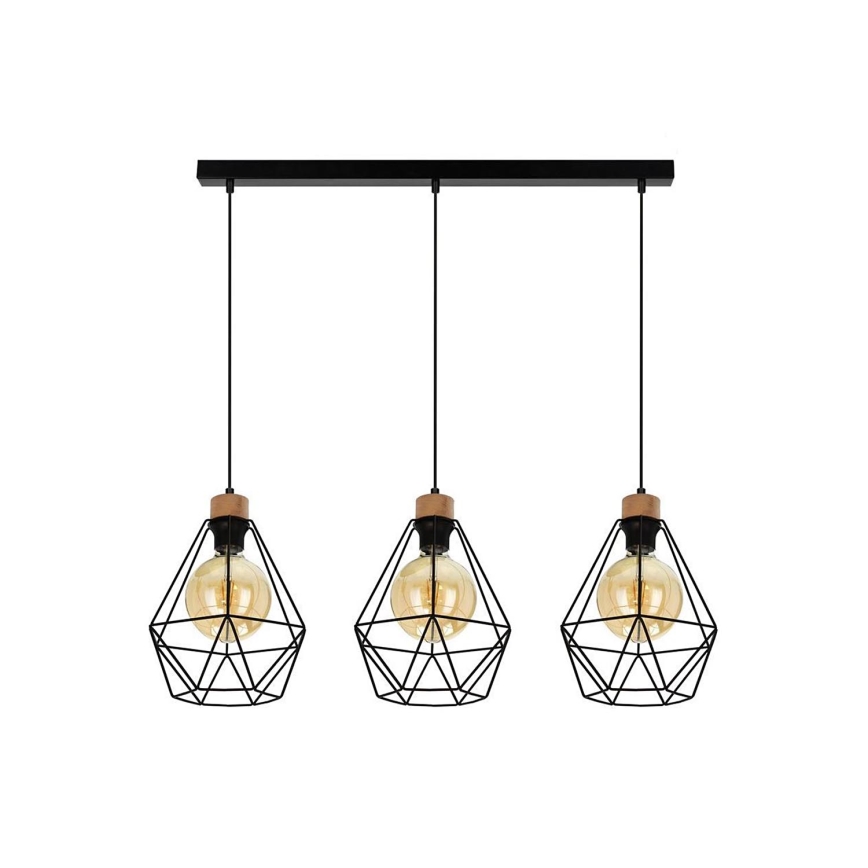 Suspension filaire DIAMENT 3xE27/60W/230V chêne